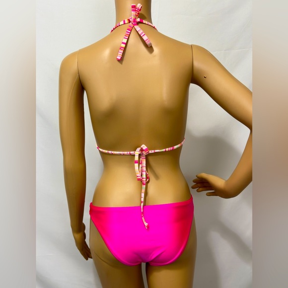 Wild fable Triangle Bikini Top in Pink Space Dye & Bright Pink Bottom XS… - Picture 7 of 11